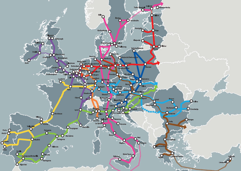 saobracajna mapa evrope Luke na Dunavu čekaju pare EU   Objavljena mapa devet glavnih  saobracajna mapa evrope